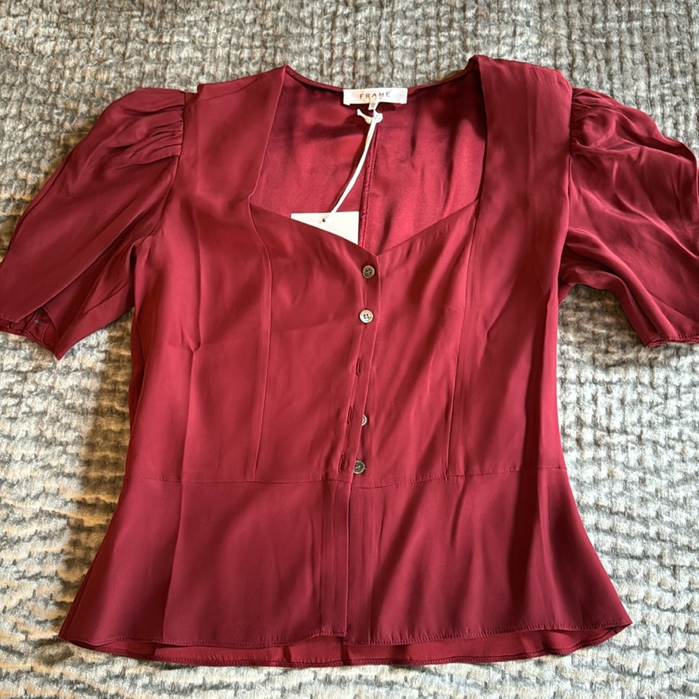Frame 100% silk top with tags!
